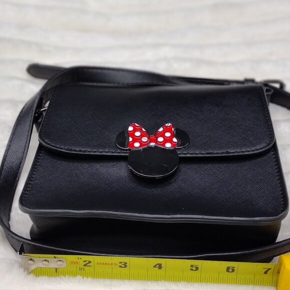Disney Minnie Mouse Crossbody Bag | Black Saffiano Purse, Park & Streetwear - Picture 5 of 6